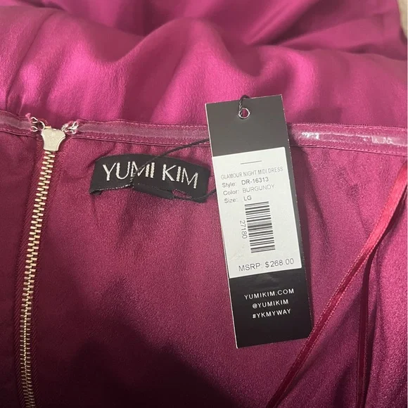 Yumi Kim Glamour Night Midi Strapless Dress in Burgundy Size Large - Picture 6 of 8